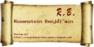 Rosenstein Benjámin névjegykártya